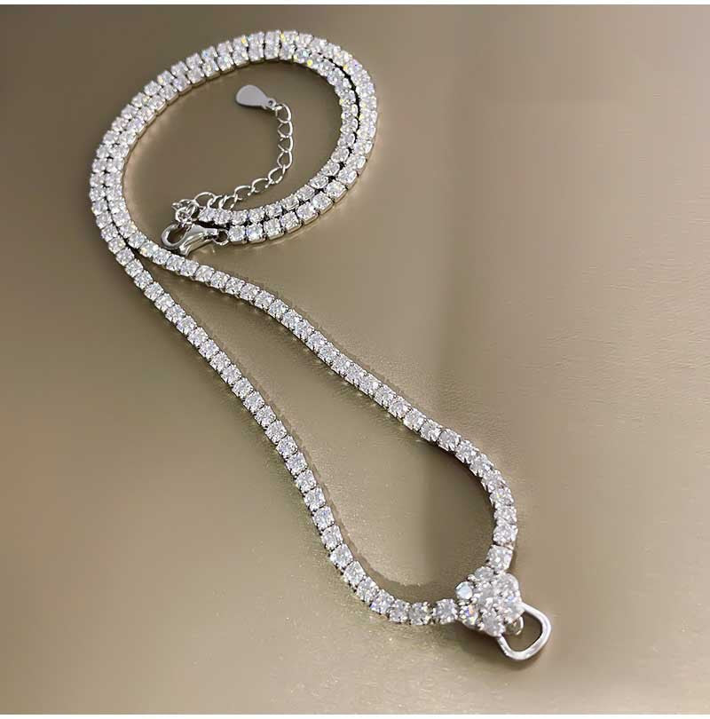 High-Definition Full Diamond Simulation Diamond Necklace Universal Chain Imported High-Carbon Diamond Advanced Sense Universal Necklace