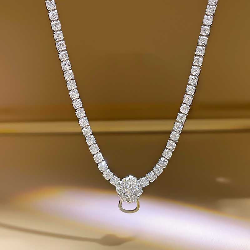 High-Definition Full Diamond Simulation Diamond Necklace Universal Chain Imported High-Carbon Diamond Advanced Sense Universal Necklace