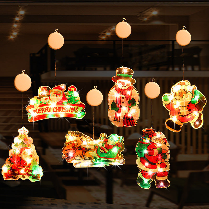 Christmas Colorful Suction Cup Lights New Year and Lantern Festival Decorative String Lights, Holiday Decoration for Window Display