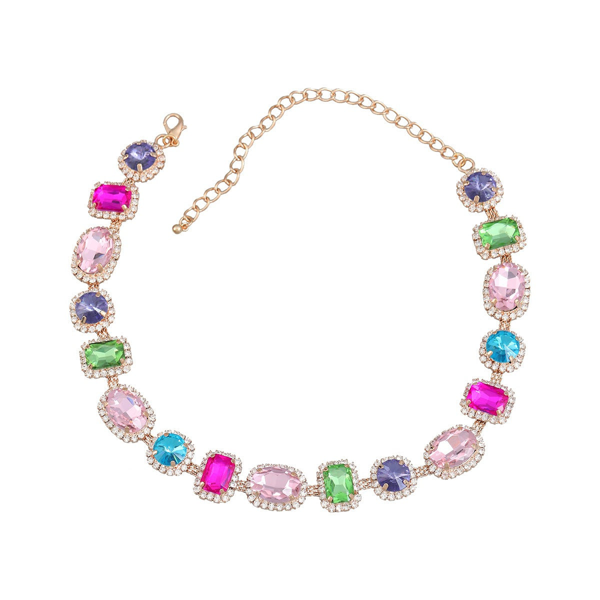 Necklace Exaggerated Necklace Full Diamond Necklace Ornament Female Geometric Glass Diamond Banquet Accessories Manufacturer Source