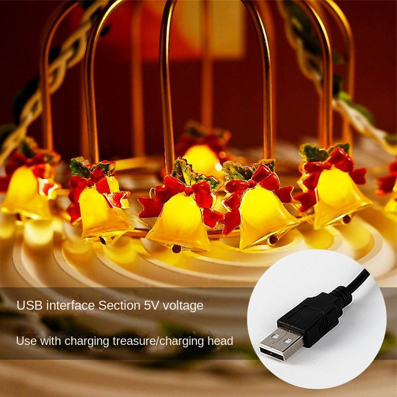 Christmas decoration, bell lights, string lights, Christmas tree lights, atmosphere, colorful light strips, store scene decoration, hanging ornaments, pendants
