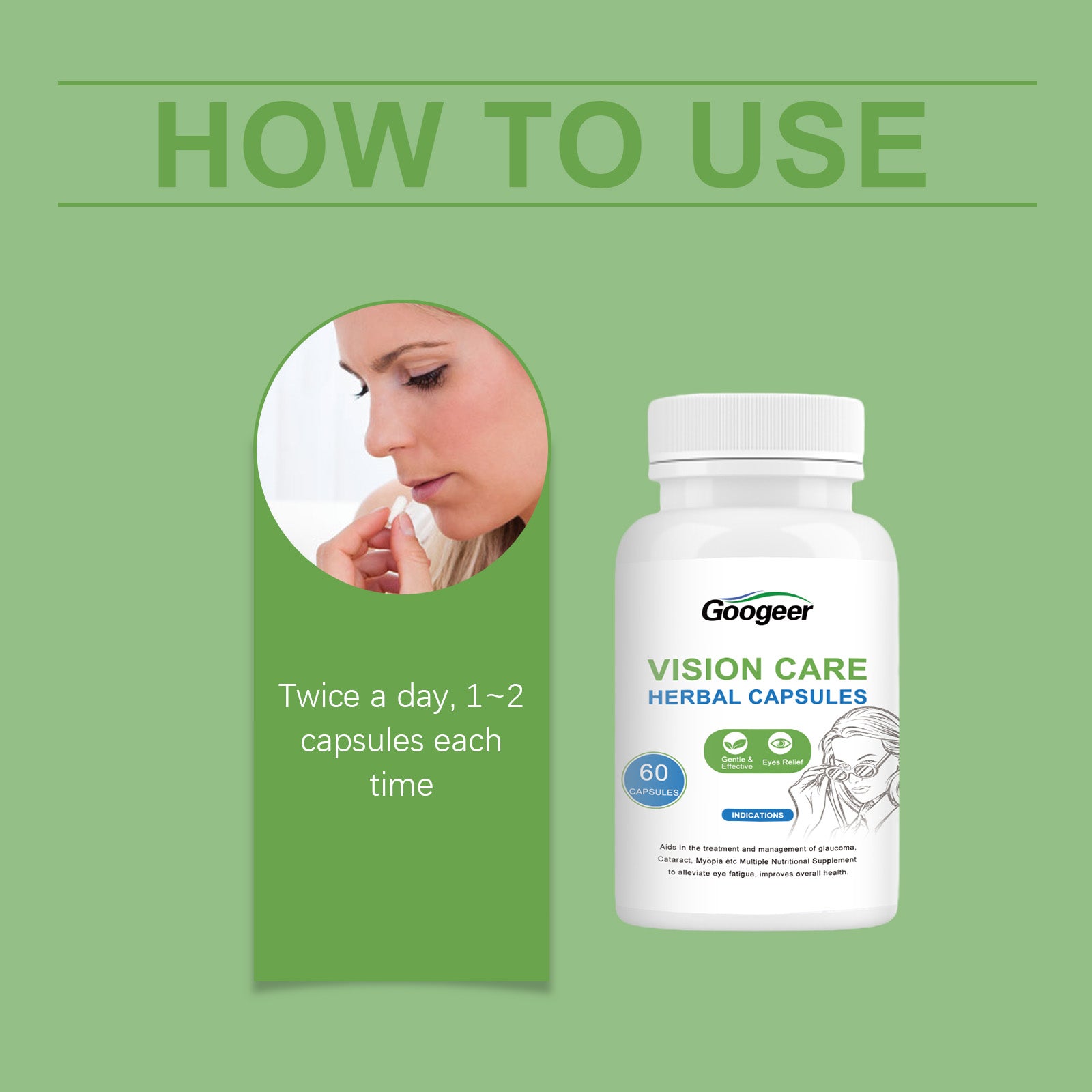 Googeer Vision Relief Capsules, Vision Care Herbal Capsules For Body Treatment