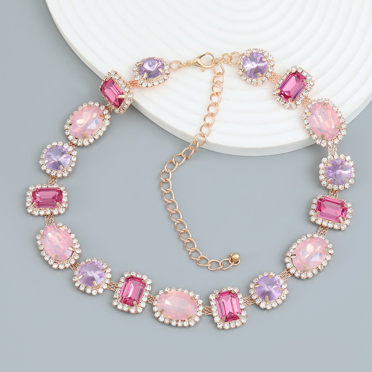 Necklace Exaggerated Necklace Full Diamond Necklace Ornament Female Geometric Glass Diamond Banquet Accessories Manufacturer Source