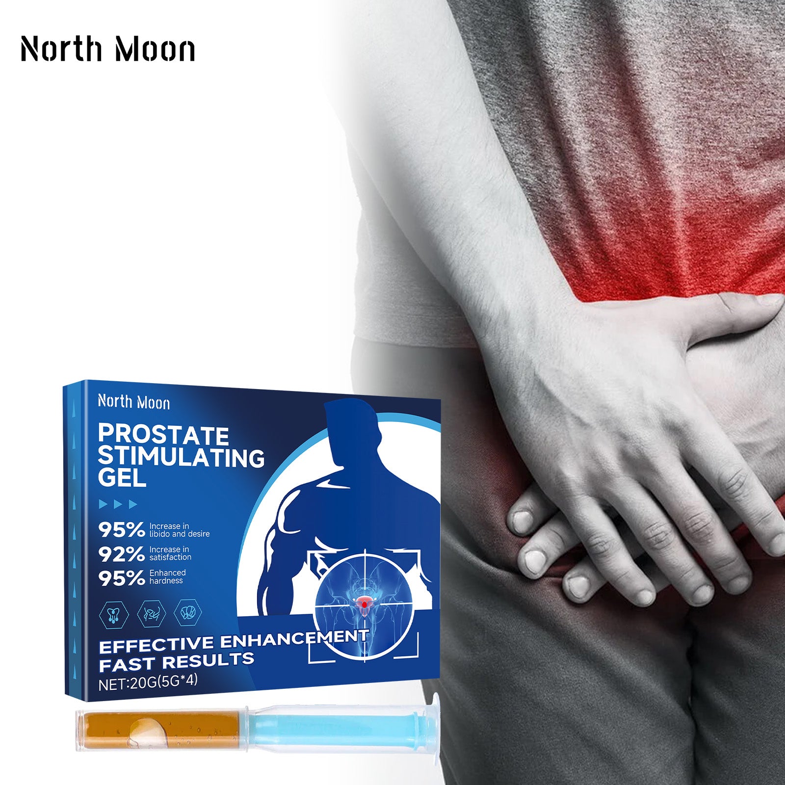 North Moon Men's Treatment Gel, Gentle Moisturizing Herbal Treatment Gel For Men's Topical Massage