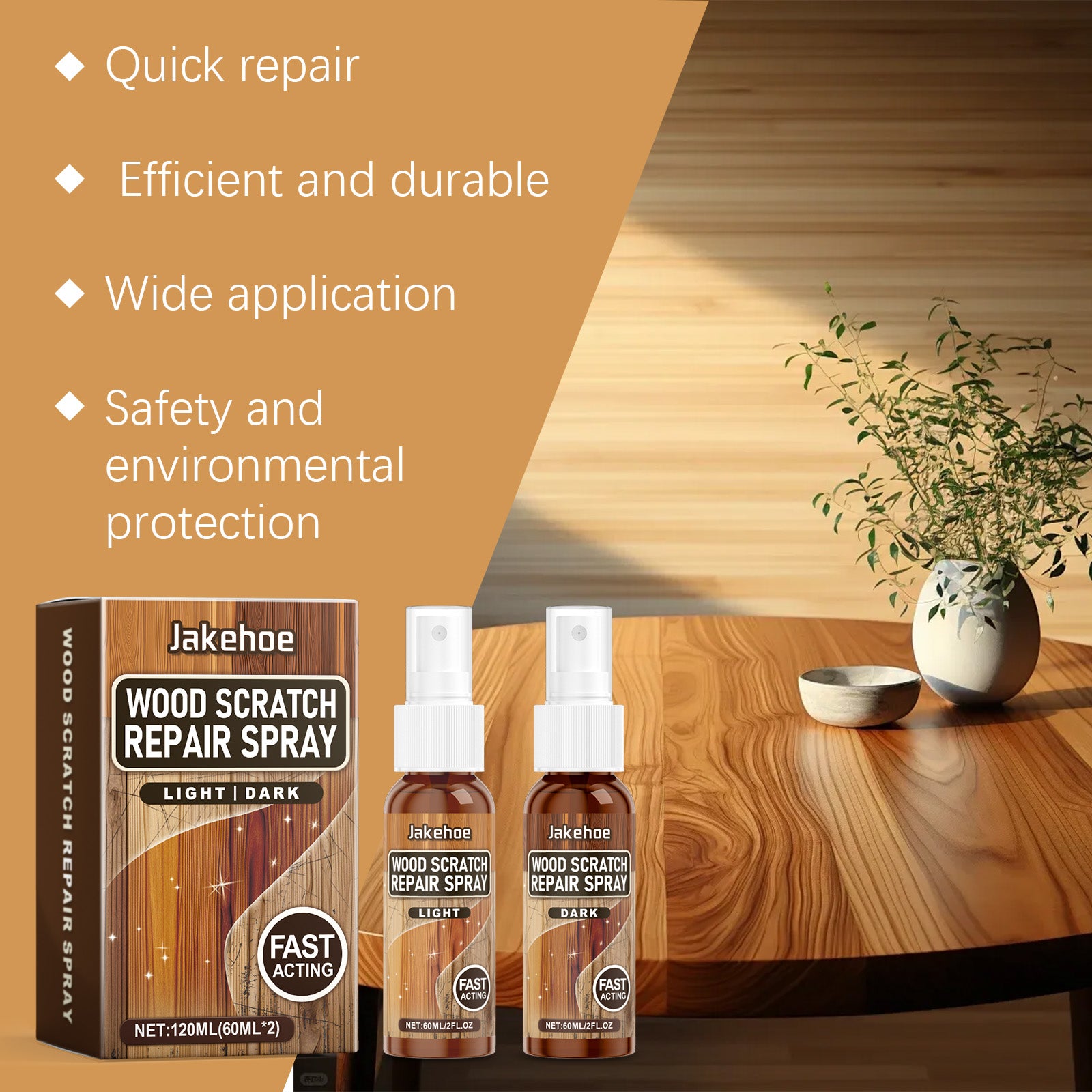 Jakehoe Floor Reconditioning Agent Wood Furniture Floor Scratch Repair Spray Turn Over New Brightening Agent