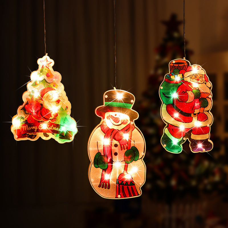 Christmas Colorful Suction Cup Lights New Year and Lantern Festival Decorative String Lights, Holiday Decoration for Window Display