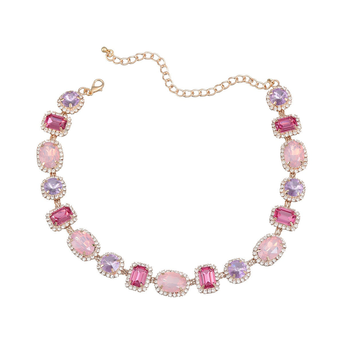 Necklace Exaggerated Necklace Full Diamond Necklace Ornament Female Geometric Glass Diamond Banquet Accessories Manufacturer Source