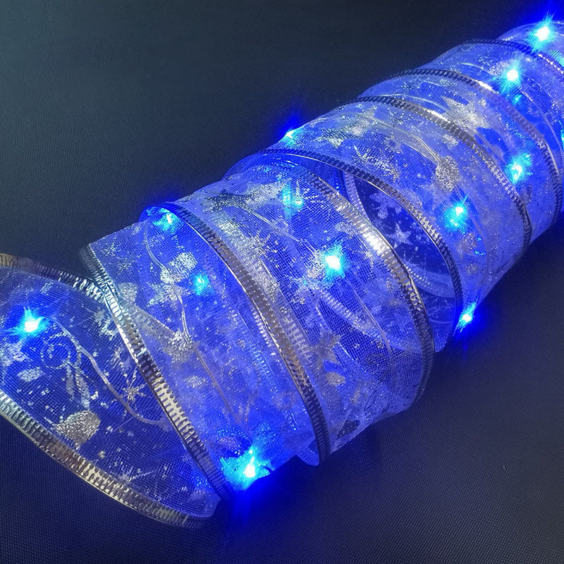String Lights Gift Decorative Ribbon String Lights LED Copper Wire Ribbon Battery Light Christmas Tree Top Bow Lights