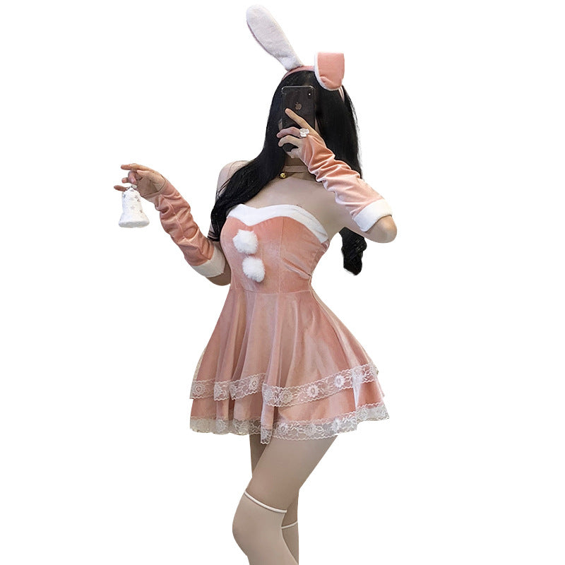 Sexy Christmas Bunny Costume Passionate Bedroom Outfit