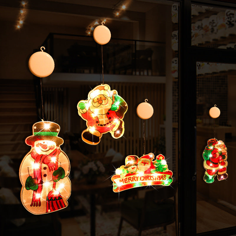 Christmas Colorful Suction Cup Lights New Year and Lantern Festival Decorative String Lights, Holiday Decoration for Window Display