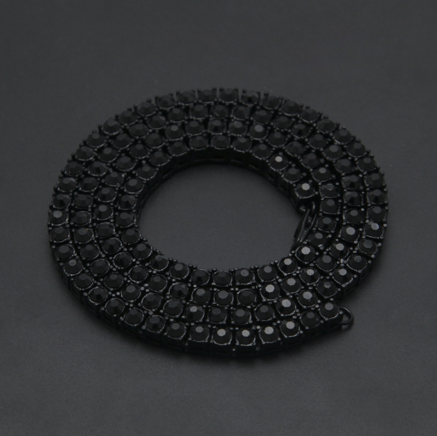 Men's hip hop single row alloy necklace full diamond necklace