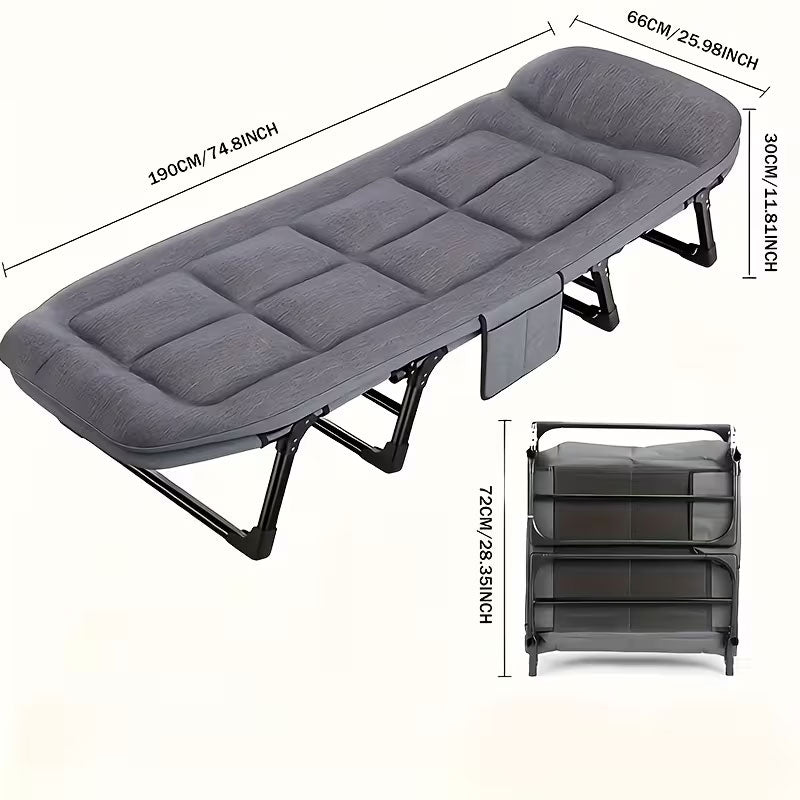 Adjustable Portable Folding Chair Space Saving with Side Pocket for Bedroom Office Outdoor Camping Compact