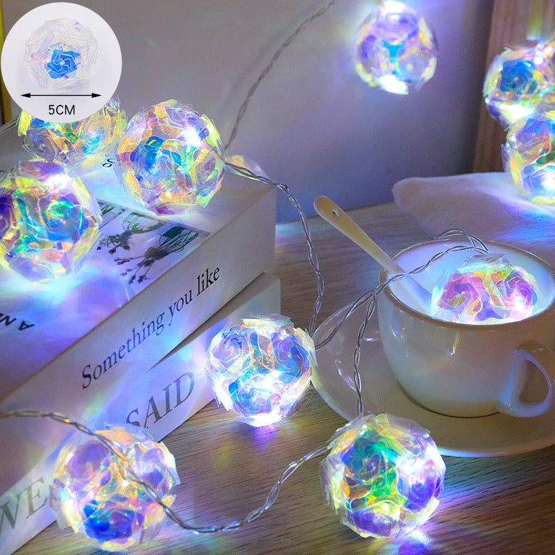 Led Rose String Lights Teenage Heart Decorative String Lights Laser Dream Dazzling Ball Holiday Lights