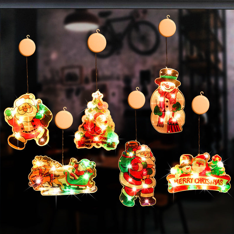 Christmas Colorful Suction Cup Lights New Year and Lantern Festival Decorative String Lights, Holiday Decoration for Window Display