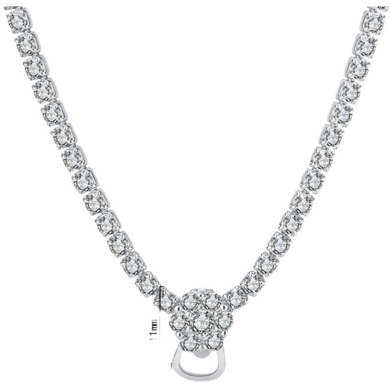High-Definition Full Diamond Simulation Diamond Necklace Universal Chain Imported High-Carbon Diamond Advanced Sense Universal Necklace