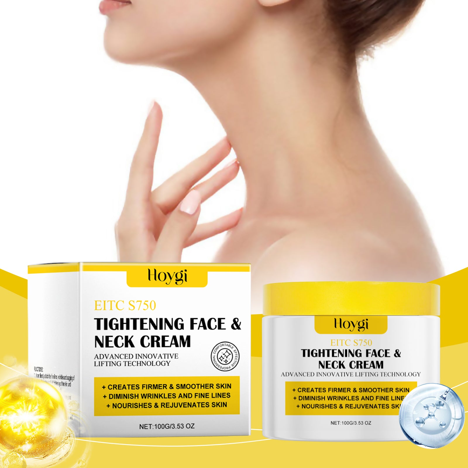 Hoygi Neck Care Cream Face And Neck Dual Effect Moisturizing And Gentle Moisturizing Cream Brightening Skin