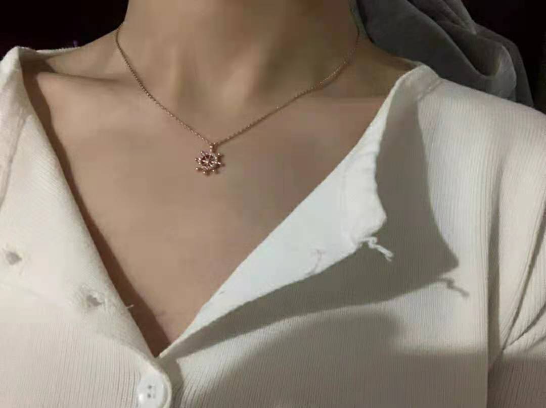 S925 Fine Silver With Diamond Zircon Boat Rudder Clavicle Necklace