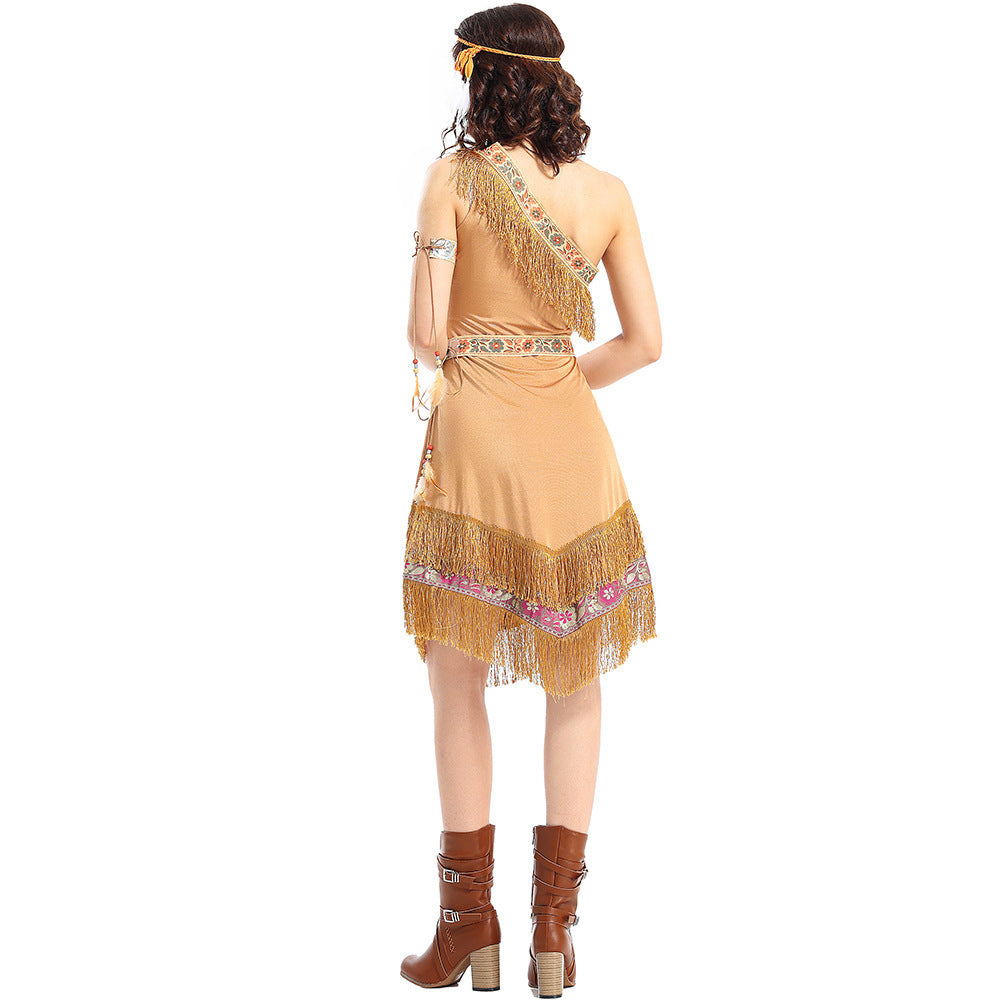 Halloween Costume Adult Women's Native  Indigenous Outfit Wild Forest Hunter Performance Costume