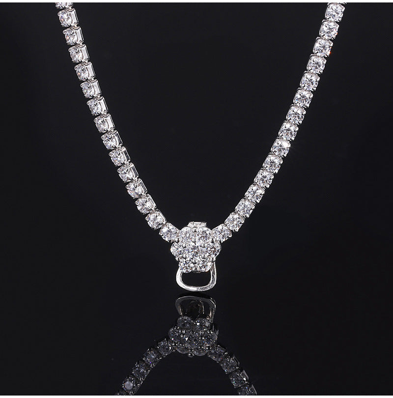 High-Definition Full Diamond Simulation Diamond Necklace Universal Chain Imported High-Carbon Diamond Advanced Sense Universal Necklace